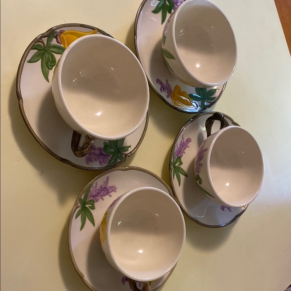 Franciscan Poppy Cups and Saucers